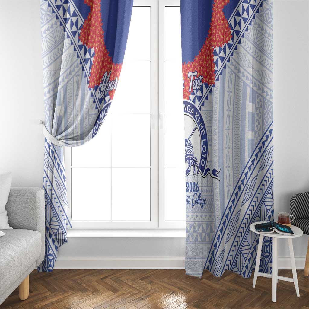 Queen Salote College 100 Years Personalized Window Curtain Tonga QSC Heilala Lei White Ngatu Pattern