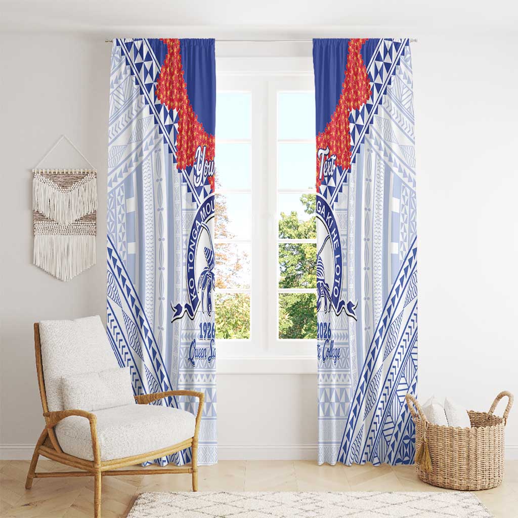 Queen Salote College 100 Years Personalized Window Curtain Tonga QSC Heilala Lei White Ngatu Pattern