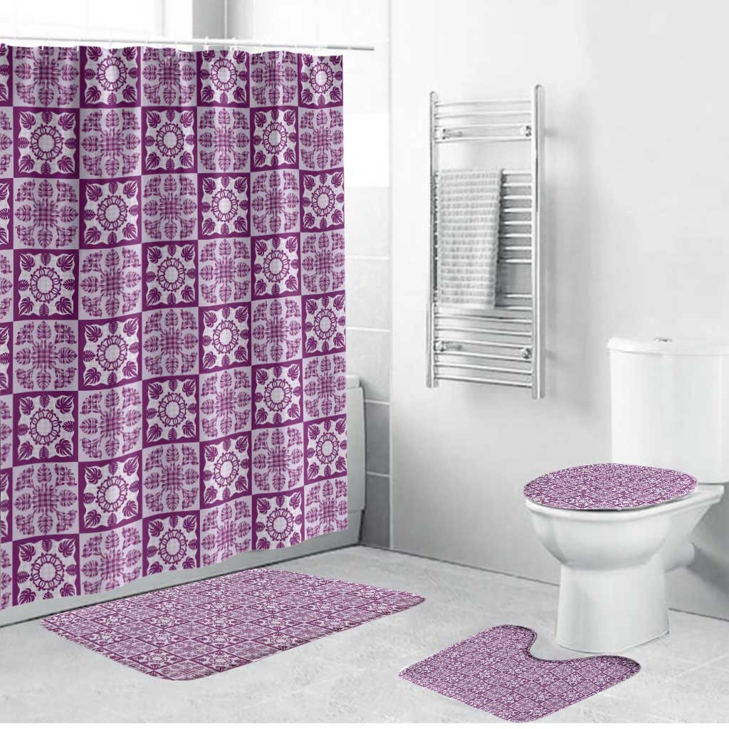 Poni Palaka Quilt Hawaii Bathroom Set Hawaiian Tropical Monstera Sea Turtle