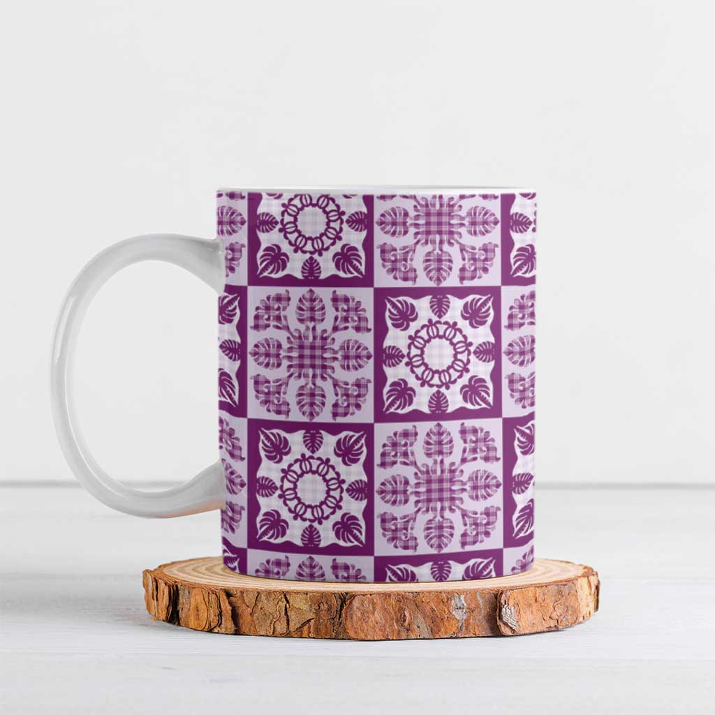 Poni Palaka Quilt Hawaii Ceramic Mug Hawaiian Tropical Monstera Sea Turtle
