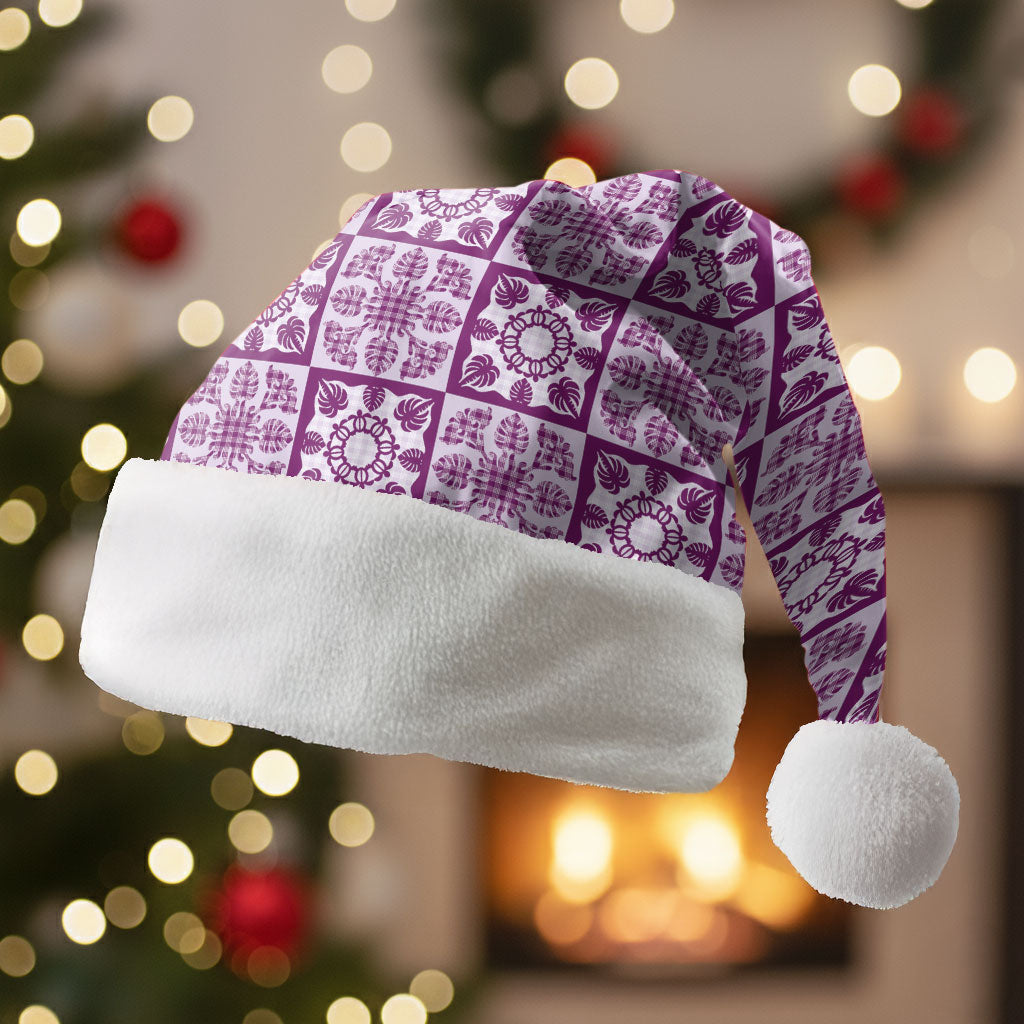 Poni Palaka Quilt Hawaii Christmas Santa Hat Hawaiian Tropical Monstera Sea Turtle