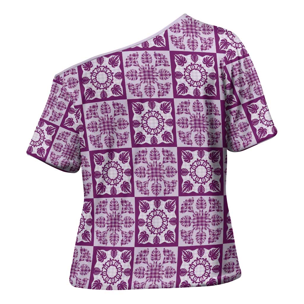 Poni Palaka Quilt Hawaii Cross Shoulder Shirt Hawaiian Tropical Monstera Sea Turtle LT14 - Polynesian Pride