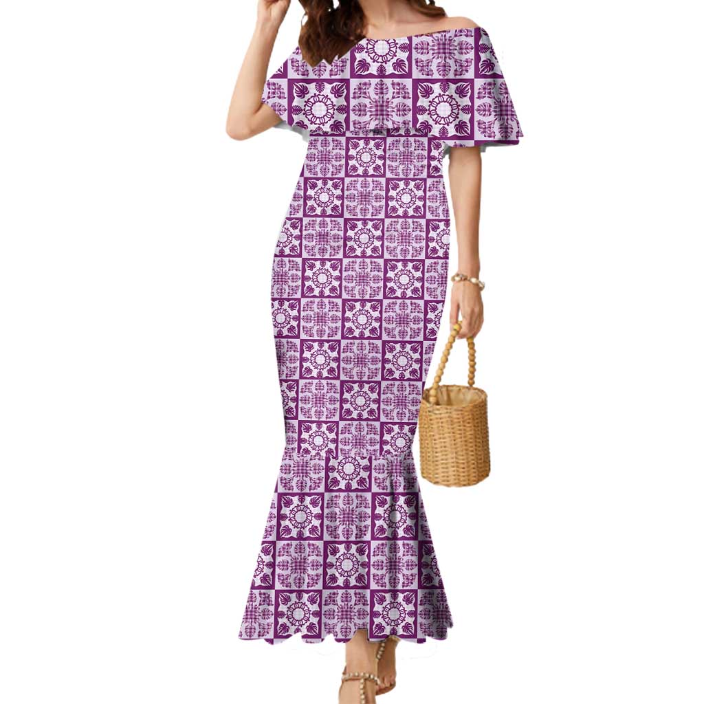 Poni Palaka Quilt Hawaii Mermaid Dress Hawaiian Tropical Monstera Sea Turtle