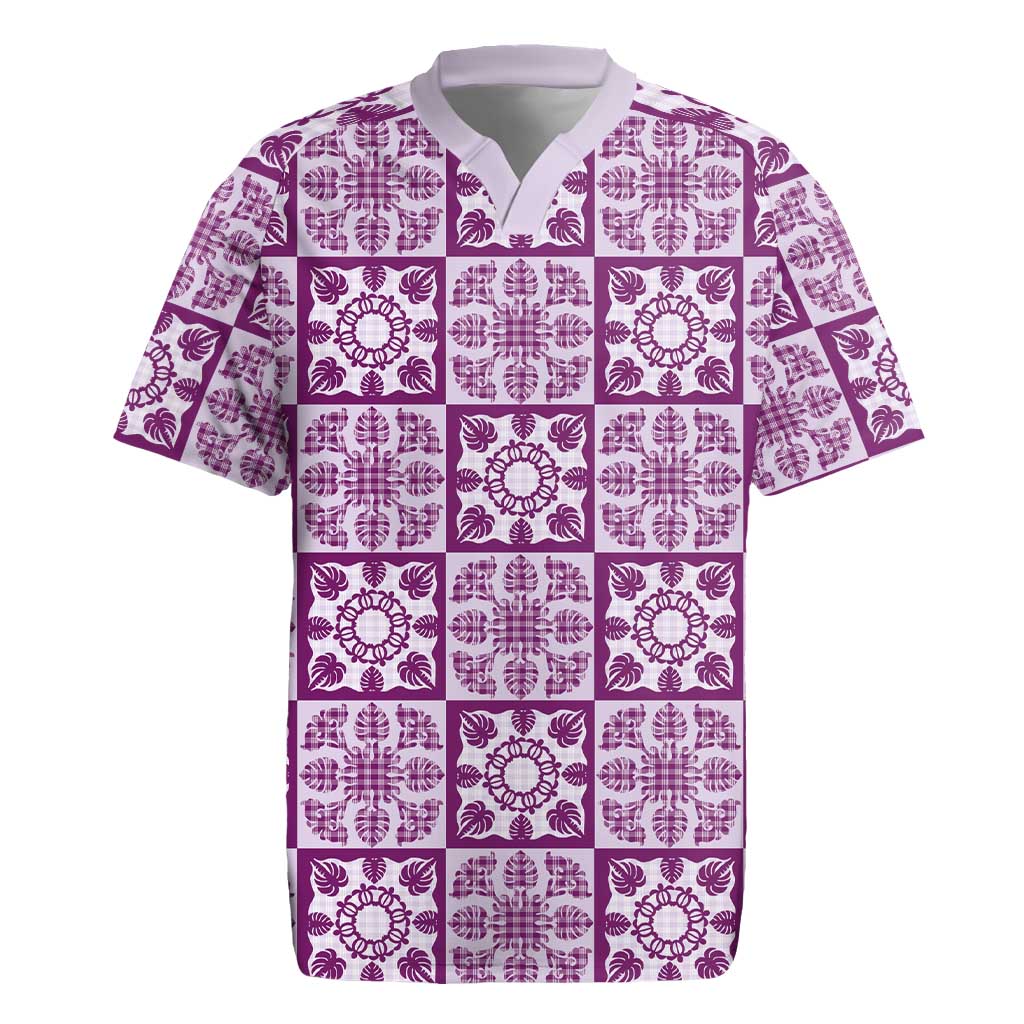 Poni Palaka Quilt Hawaii Rugby Jersey Hawaiian Tropical Monstera Sea Turtle