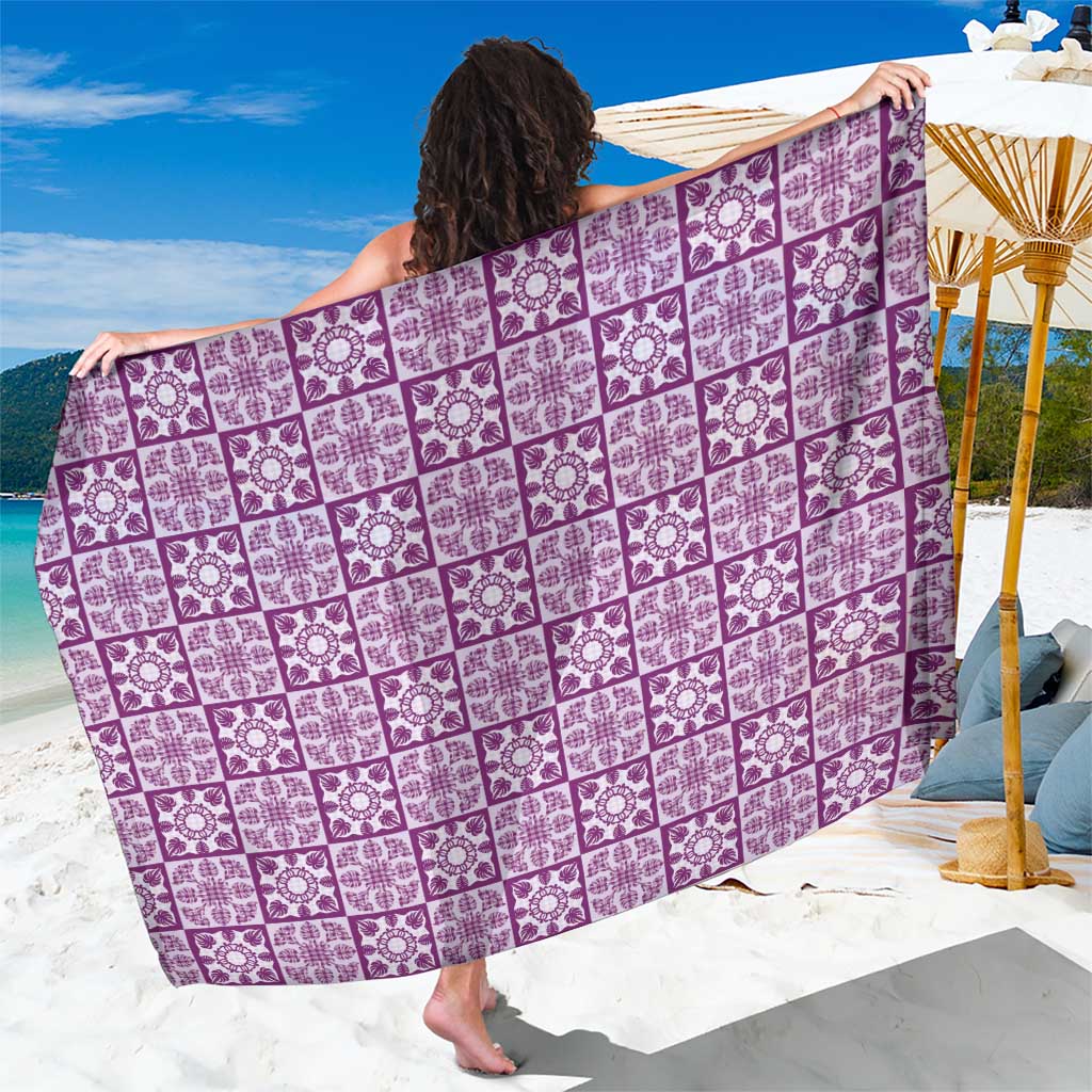 Poni Palaka Quilt Hawaii Sarong Hawaiian Tropical Monstera Sea Turtle LT14 One Size 44 x 66 inches Purple - Polynesian Pride