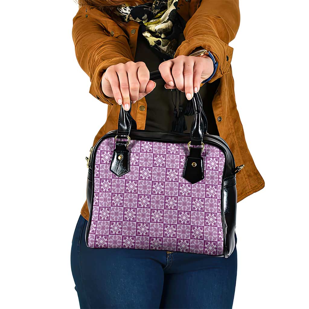 Poni Palaka Quilt Hawaii Shoulder Handbag Hawaiian Tropical Monstera Sea Turtle LT14 One Size Purple - Polynesian Pride