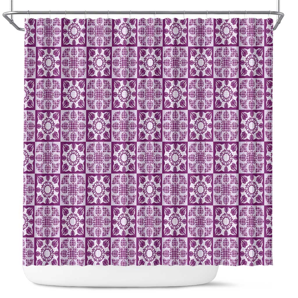 Poni Palaka Quilt Hawaii Shower Curtain Hawaiian Tropical Monstera Sea Turtle