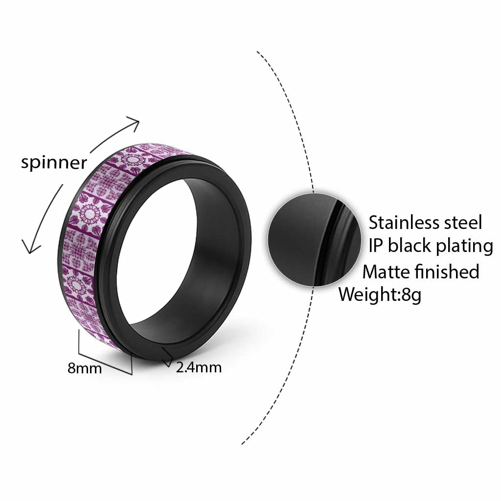 Poni Palaka Quilt Hawaii Spinner Ring Hawaiian Tropical Monstera Sea Turtle