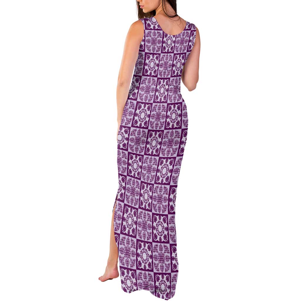 Poni Palaka Quilt Hawaii Tank Maxi Dress Hawaiian Tropical Monstera Sea Turtle LT14 - Polynesian Pride