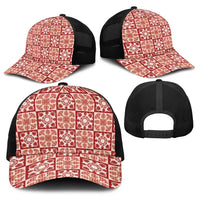 Ulaula Palaka Quilt Hawaii Baseball Net Cap Hawaiian Tropical Monstera Sea Turtle LT14 - Polynesian Pride