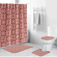 Ulaula Palaka Quilt Hawaii Bathroom Set Hawaiian Tropical Monstera Sea Turtle