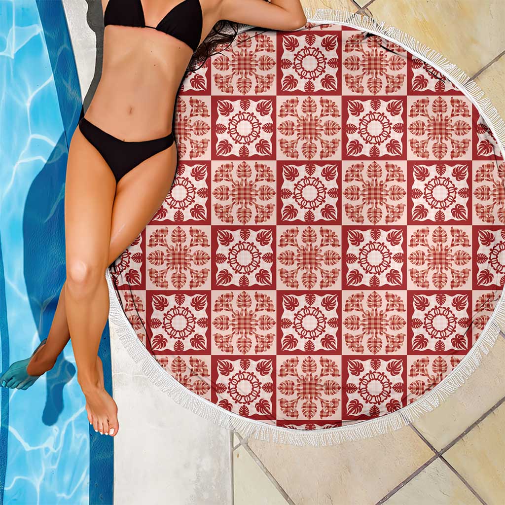 Ulaula Palaka Quilt Hawaii Beach Blanket Hawaiian Tropical Monstera Sea Turtle