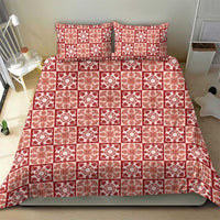 Ulaula Palaka Quilt Hawaii Bedding Set Hawaiian Tropical Monstera Sea Turtle