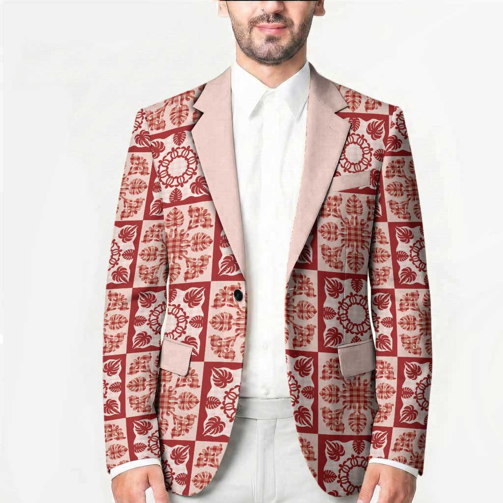 Ulaula Palaka Quilt Hawaii Blazer Hawaiian Tropical Monstera Sea Turtle