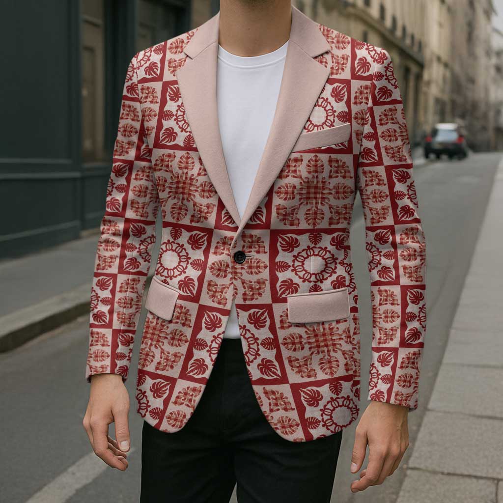 Ulaula Palaka Quilt Hawaii Blazer Hawaiian Tropical Monstera Sea Turtle