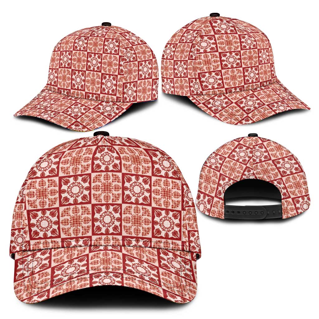 Ulaula Palaka Quilt Hawaii Classic Cap Hawaiian Tropical Monstera Sea Turtle LT14 - Polynesian Pride