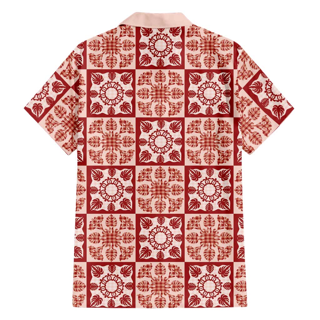 Ulaula Palaka Quilt Hawaii Family Matching Off The Shoulder Long Sleeve Dress and Hawaiian Shirt Hawaiian Tropical Monstera Sea Turtle