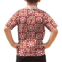 Ulaula Palaka Quilt Hawaii Family Matching Off Shoulder Short Dress and Hawaiian Shirt Hawaiian Tropical Monstera Sea Turtle LT14 - Polynesian Pride