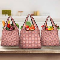 Ulaula Palaka Quilt Hawaii Grocery Bag Hawaiian Tropical Monstera Sea Turtle