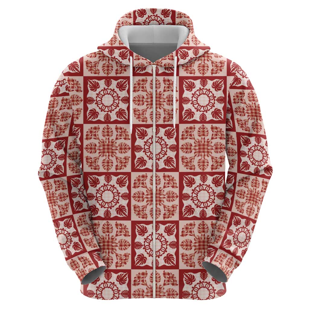 Ulaula Palaka Quilt Hawaii Hoodie Hawaiian Tropical Monstera Sea Turtle LT14 - Polynesian Pride