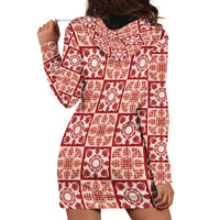 Ulaula Palaka Quilt Hawaii Hoodie Dress Hawaiian Tropical Monstera Sea Turtle