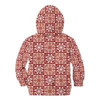 Ulaula Palaka Quilt Hawaii Kid Hoodie Hawaiian Tropical Monstera Sea Turtle