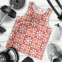 Ulaula Palaka Quilt Hawaii Men Tank Top Hawaiian Tropical Monstera Sea Turtle