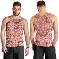 Ulaula Palaka Quilt Hawaii Men Tank Top Hawaiian Tropical Monstera Sea Turtle