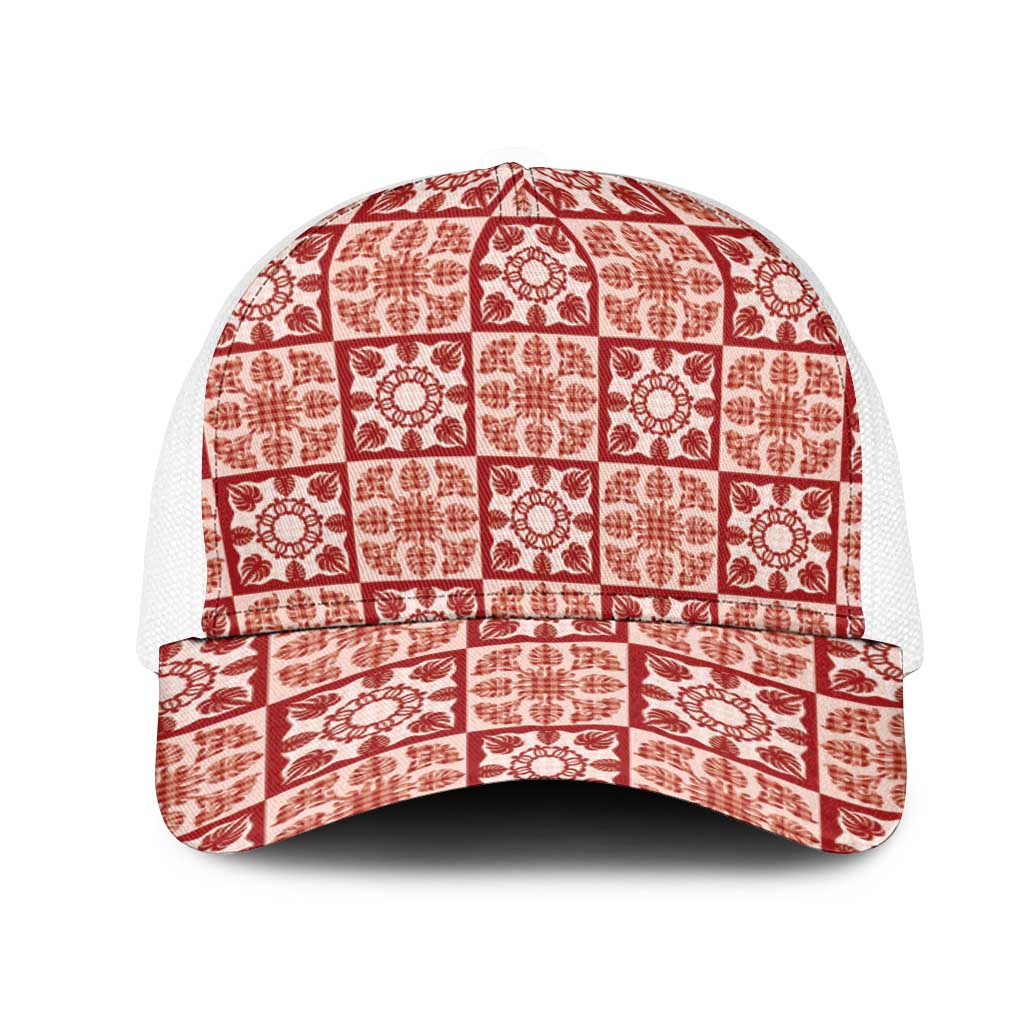 Ulaula Palaka Quilt Hawaii Mesh Trucker Cap Hawaiian Tropical Monstera Sea Turtle