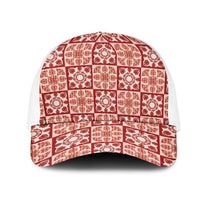 Ulaula Palaka Quilt Hawaii Mesh Trucker Cap Hawaiian Tropical Monstera Sea Turtle