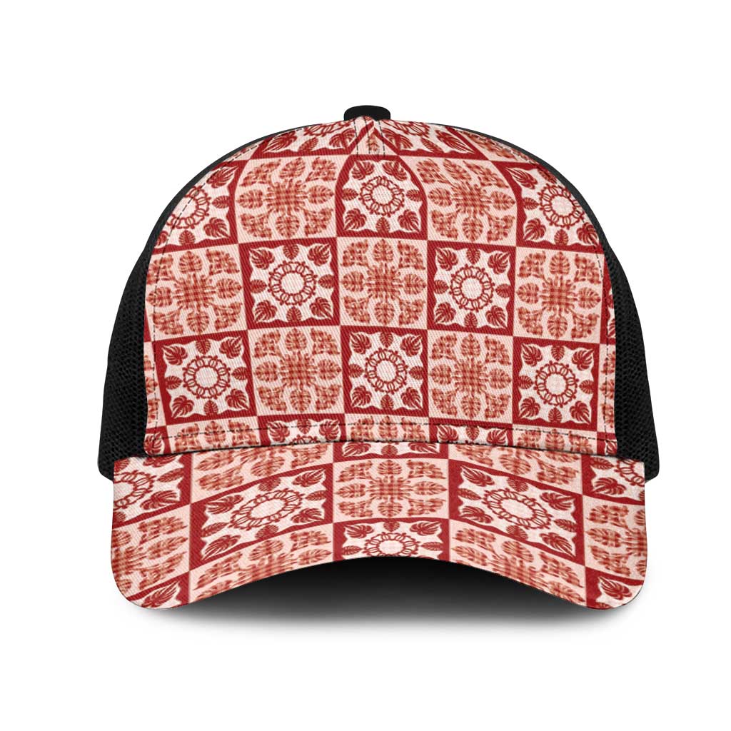 Ulaula Palaka Quilt Hawaii Mesh Trucker Cap Hawaiian Tropical Monstera Sea Turtle