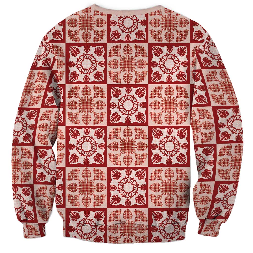 Ulaula Palaka Quilt Hawaii Sweatshirt Hawaiian Tropical Monstera Sea Turtle