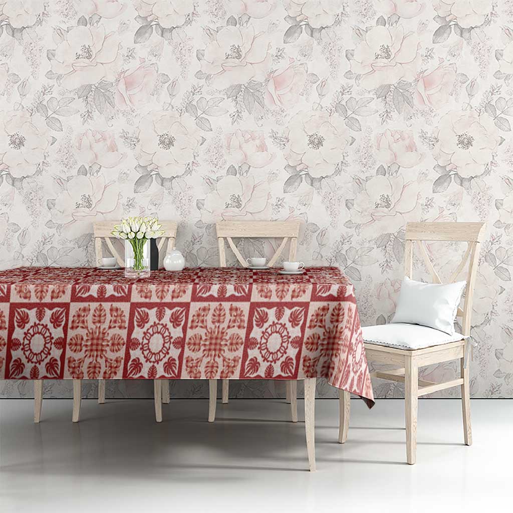 Ulaula Palaka Quilt Hawaii Tablecloth Hawaiian Tropical Monstera Sea Turtle