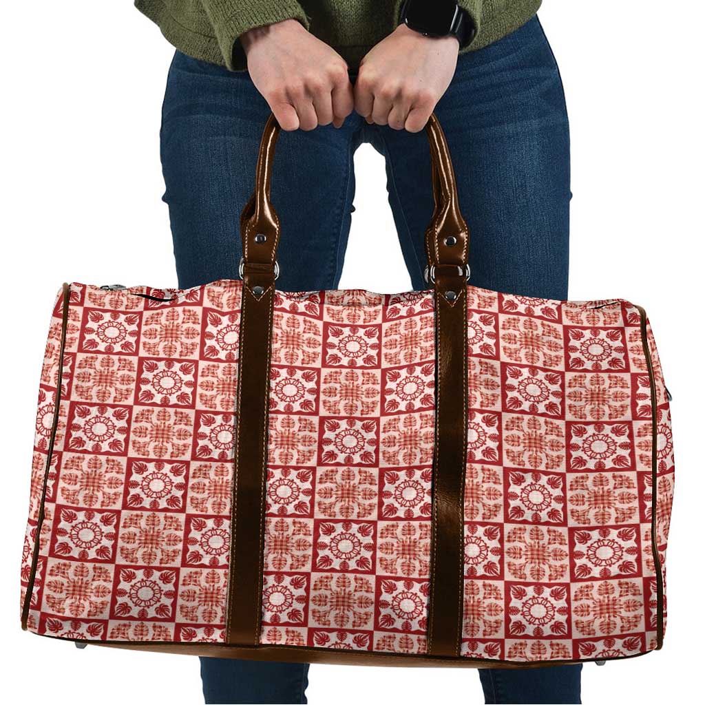 Ulaula Palaka Quilt Hawaii Travel Bag Hawaiian Tropical Monstera Sea Turtle