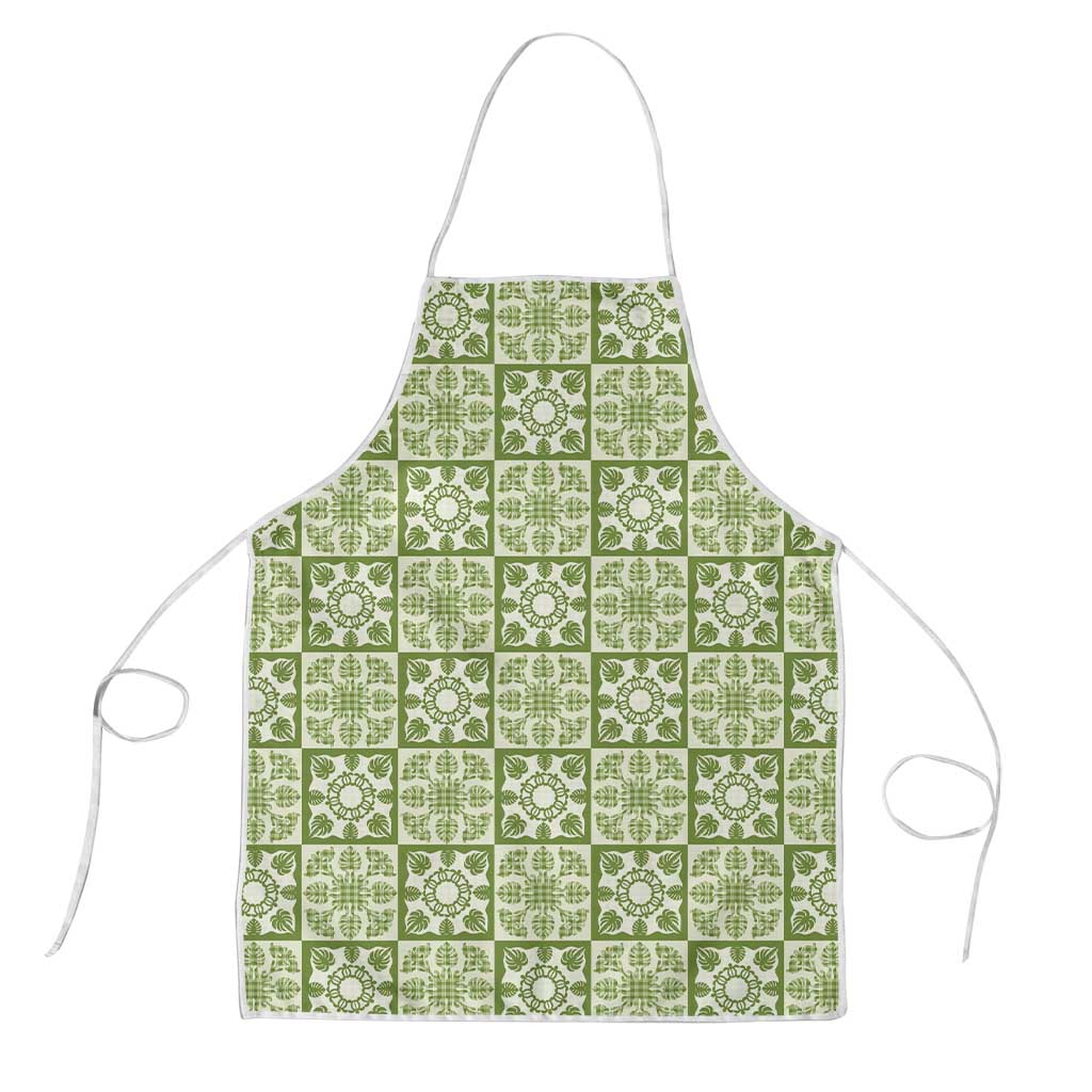 Omaomao Palaka Quilt Hawaii Apron Hawaiian Tropical Monstera Sea Turtle LT14 Green - Polynesian Pride