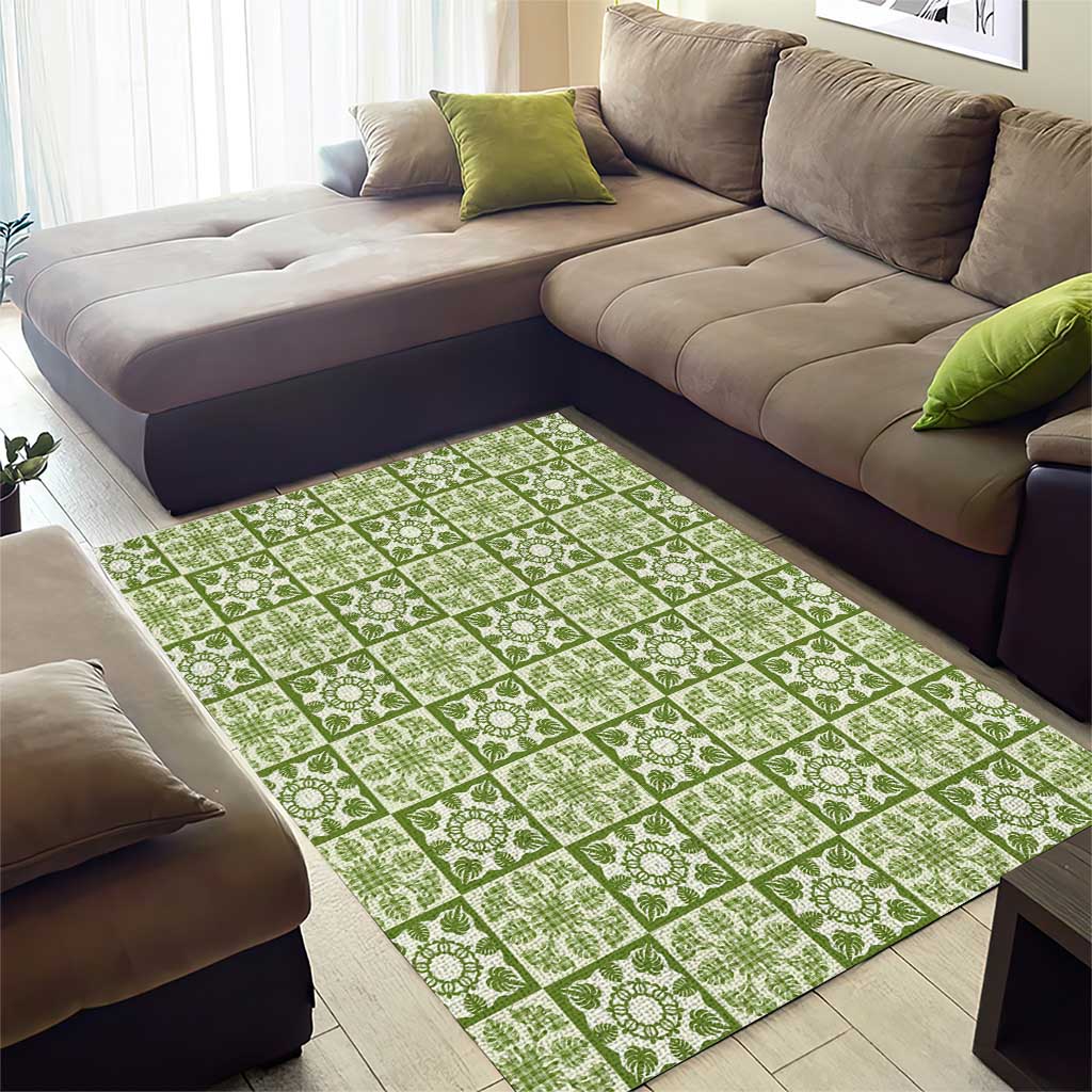 Omaomao Palaka Quilt Hawaii Area Rug Hawaiian Tropical Monstera Sea Turtle
