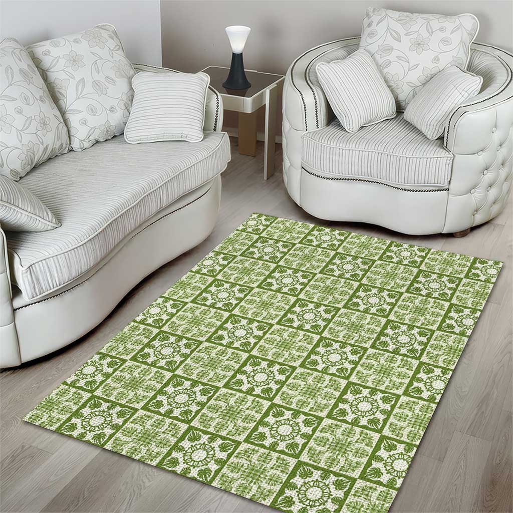 Omaomao Palaka Quilt Hawaii Area Rug Hawaiian Tropical Monstera Sea Turtle