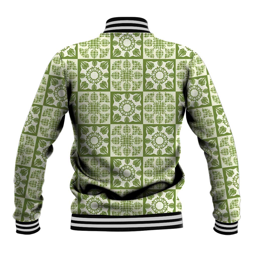 Omaomao Palaka Quilt Hawaii Baseball Jacket Hawaiian Tropical Monstera Sea Turtle