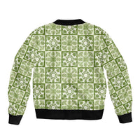Omaomao Palaka Quilt Hawaii Bomber Jacket Hawaiian Tropical Monstera Sea Turtle LT14 - Polynesian Pride