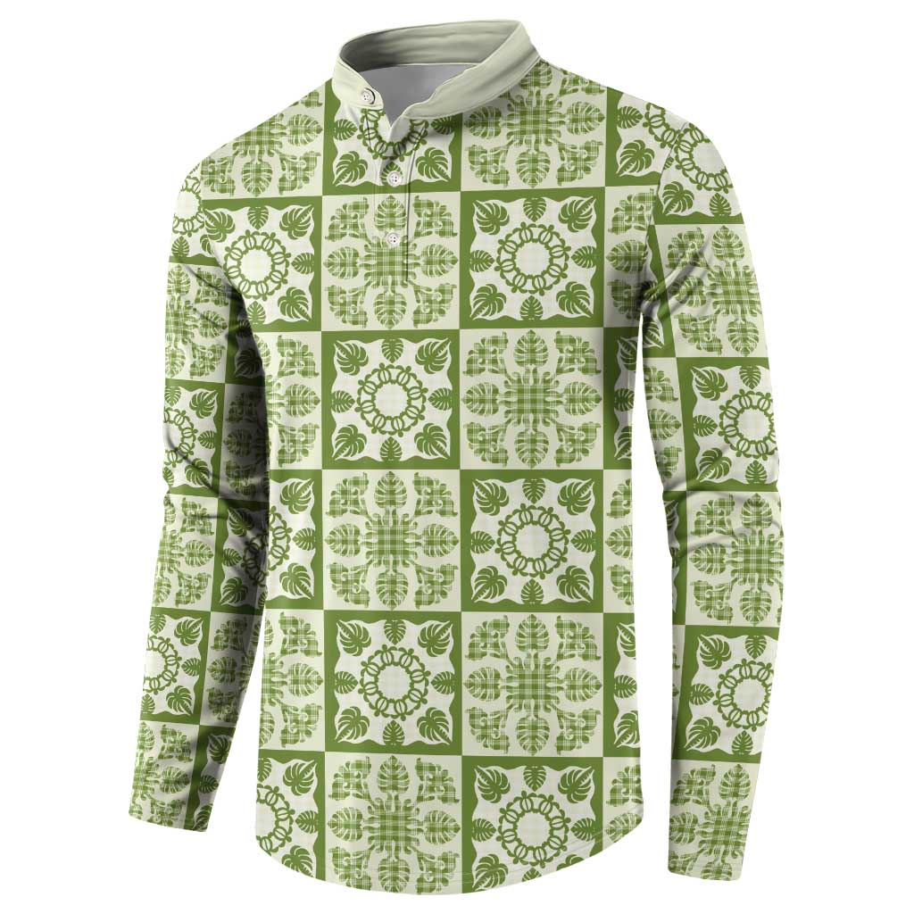Omaomao Palaka Quilt Hawaii Button Sweatshirt Hawaiian Tropical Monstera Sea Turtle