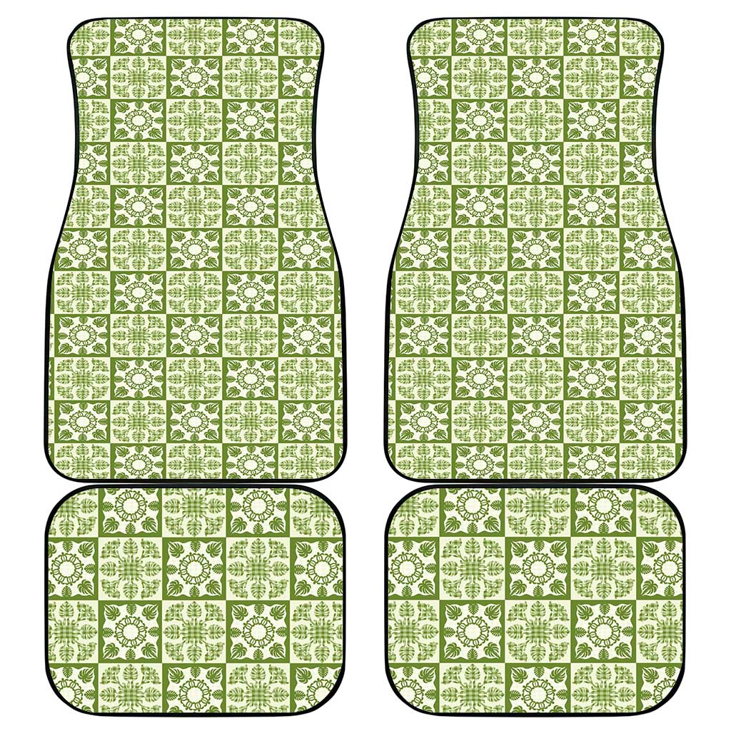 Omaomao Palaka Quilt Hawaii Car Mats Hawaiian Tropical Monstera Sea Turtle