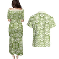 Omaomao Palaka Quilt Hawaii Couples Matching Puletasi and Hawaiian Shirt Hawaiian Tropical Monstera Sea Turtle