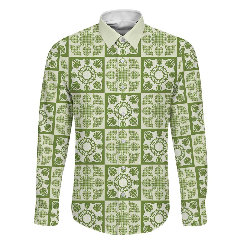 Omaomao Palaka Quilt Hawaii Family Matching Off The Shoulder Long Sleeve Dress and Hawaiian Shirt Hawaiian Tropical Monstera Sea Turtle