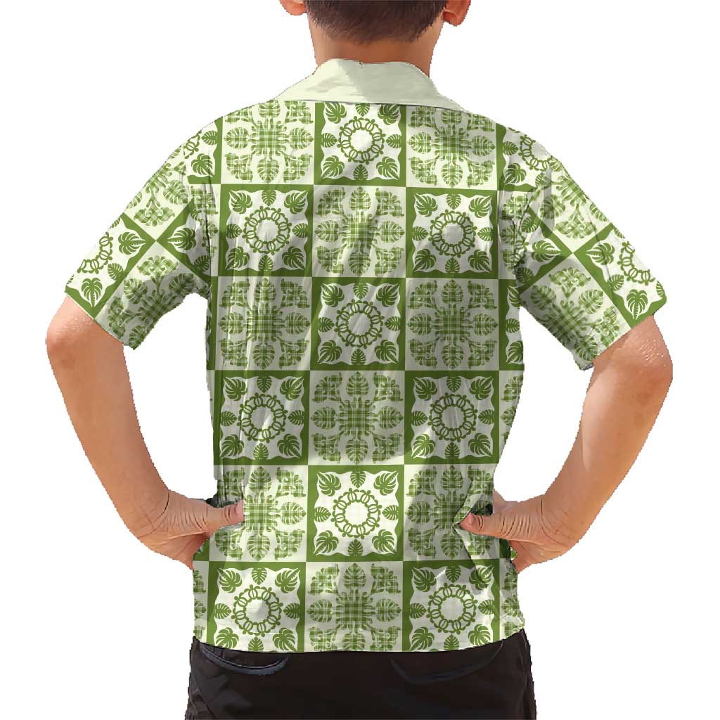 Omaomao Palaka Quilt Hawaii Family Matching Off Shoulder Short Dress and Hawaiian Shirt Hawaiian Tropical Monstera Sea Turtle