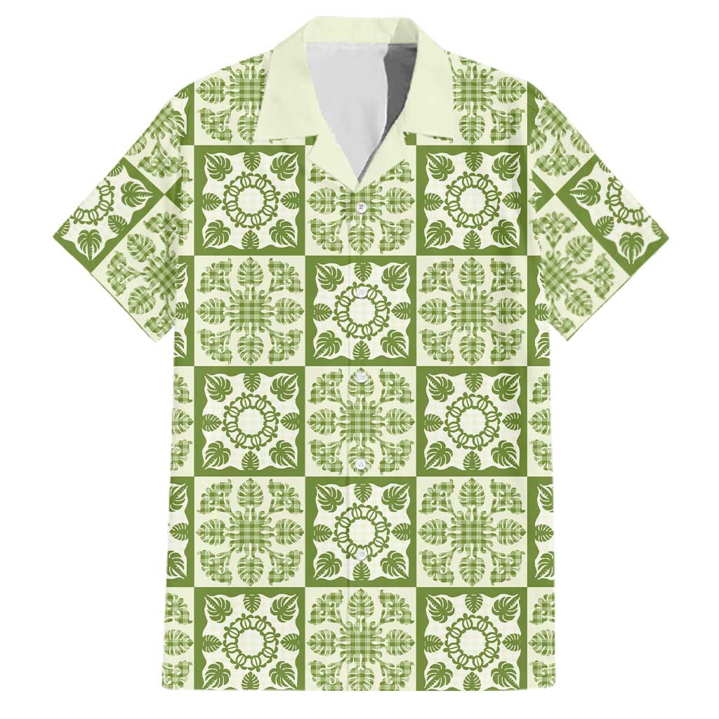 Omaomao Palaka Quilt Hawaii Family Matching Off Shoulder Short Dress and Hawaiian Shirt Hawaiian Tropical Monstera Sea Turtle