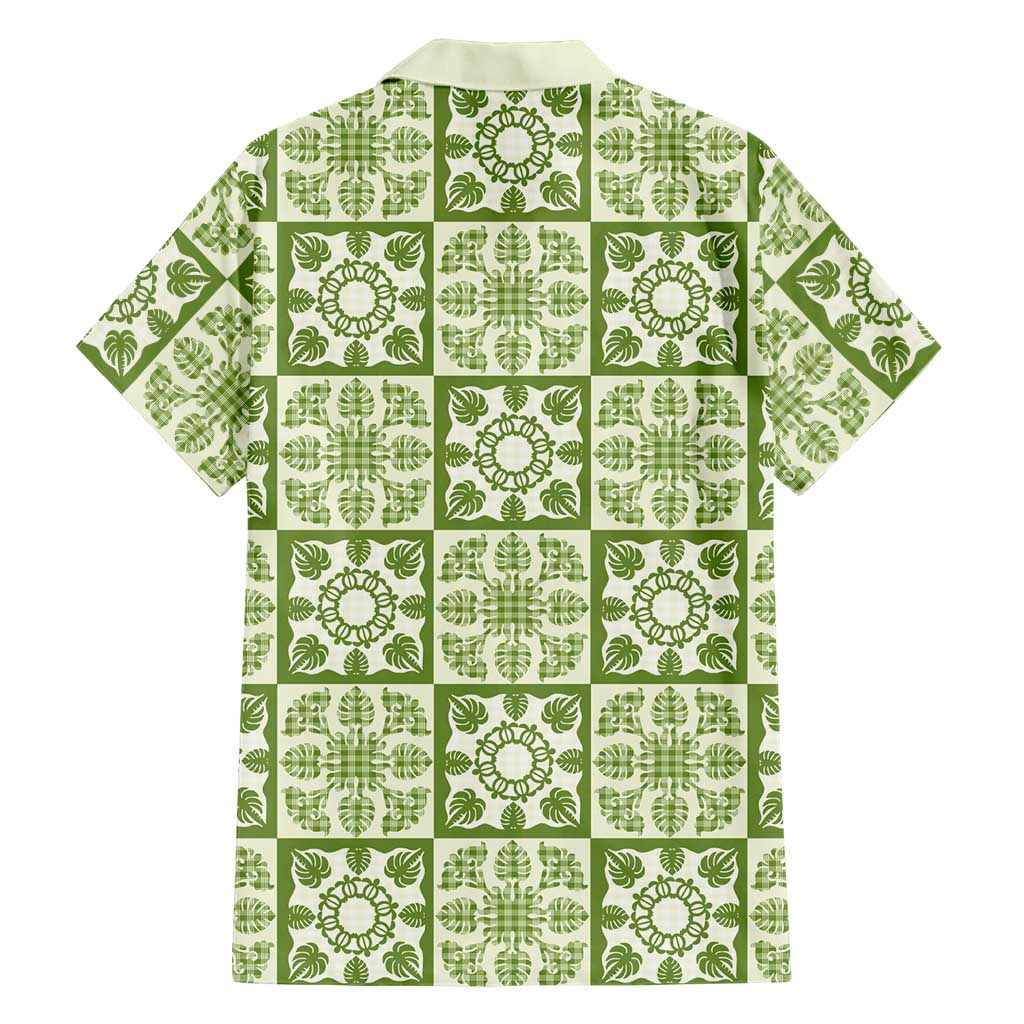 Omaomao Palaka Quilt Hawaii Family Matching Off Shoulder Short Dress and Hawaiian Shirt Hawaiian Tropical Monstera Sea Turtle