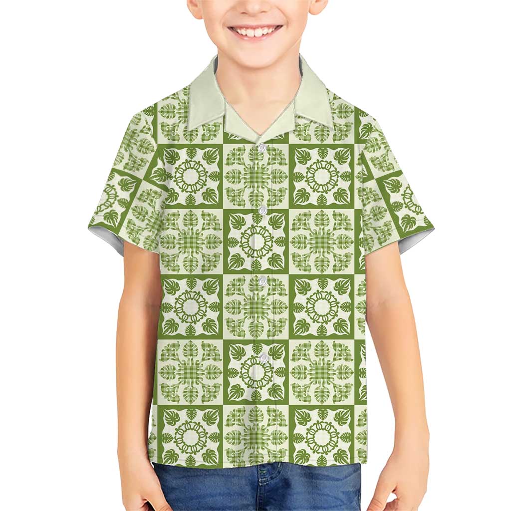 Omaomao Palaka Quilt Hawaii Family Matching Off Shoulder Short Dress and Hawaiian Shirt Hawaiian Tropical Monstera Sea Turtle