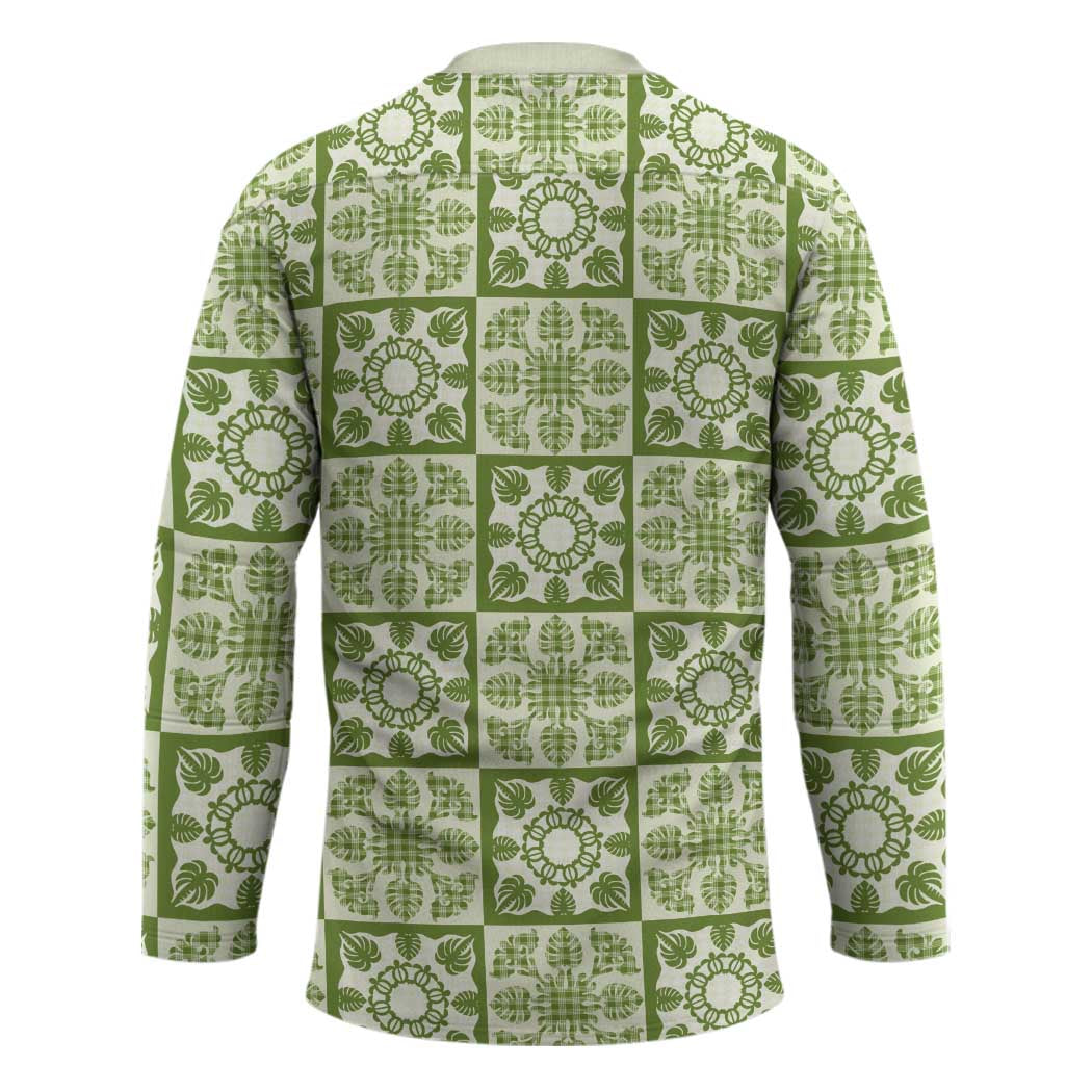 Omaomao Palaka Quilt Hawaii Hockey Jersey Hawaiian Tropical Monstera Sea Turtle