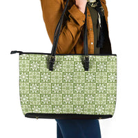 Omaomao Palaka Quilt Hawaii Leather Tote Bag Hawaiian Tropical Monstera Sea Turtle LT14 - Polynesian Pride