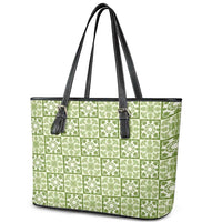 Omaomao Palaka Quilt Hawaii Leather Tote Bag Hawaiian Tropical Monstera Sea Turtle LT14 - Polynesian Pride